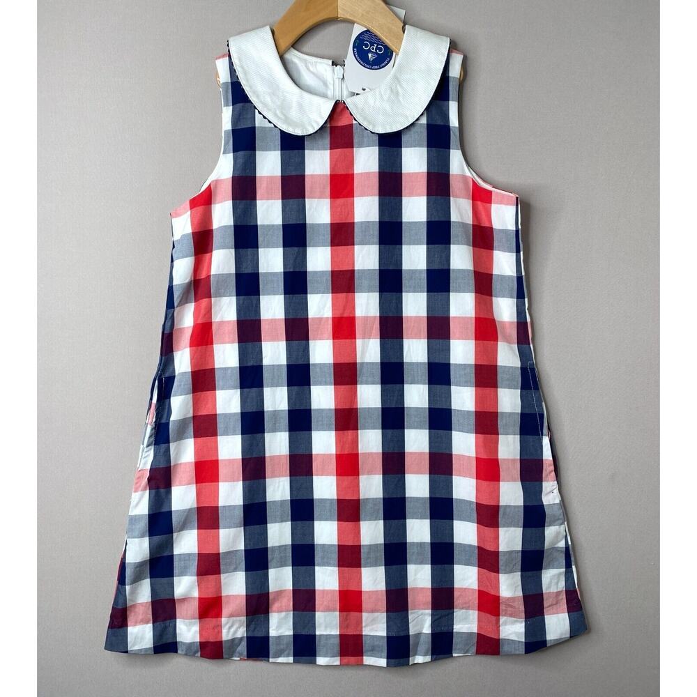 NWT Classic Prep Red/White/Blue Check Sleeveless Maddie Dress Girls 8 Yrs